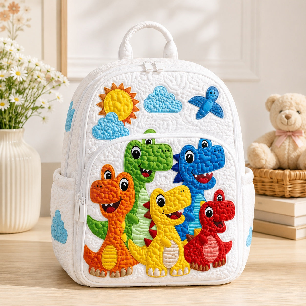 Dinosaur Quilted Backpack, Dinosaur Backpack, Mini Travel Bag, School Bag, Back To School Backpack QBP28