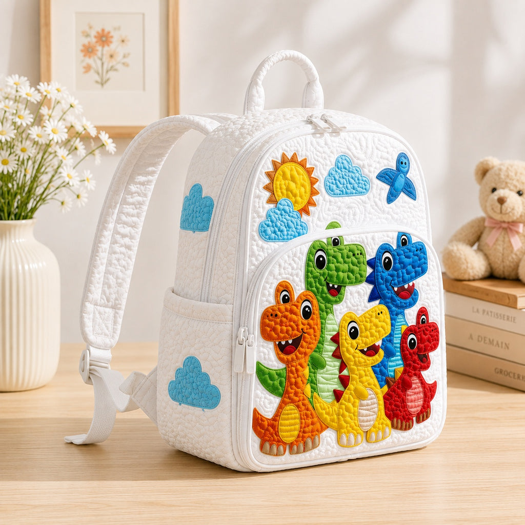 Dinosaur Quilted Backpack, Dinosaur Backpack, Mini Travel Bag, School Bag, Back To School Backpack QBP28