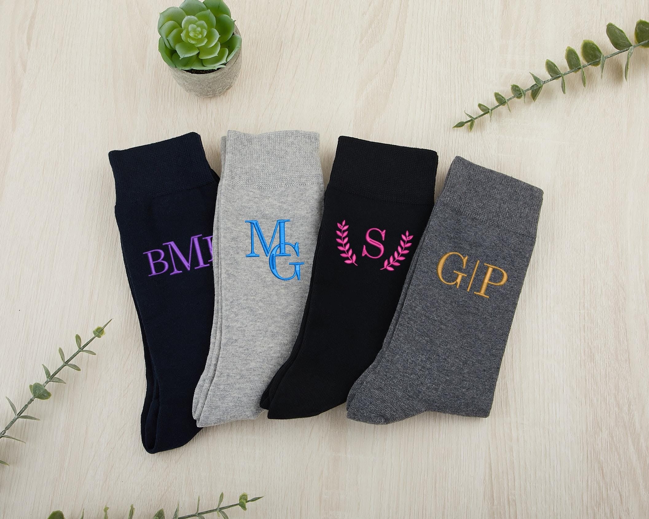 Embroidered Groomsman Socks, Groomsmen Socks Gifts, Best Man Proposal, Custom Embroidered Socks, Personalized Monogrammed Men's Dress Socks