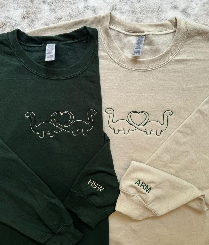 Animal Couple Embroidered Sweater Collection, Matching Couple Sweatshirt, Cute Animal Lovers Outfit, Personalized Gift