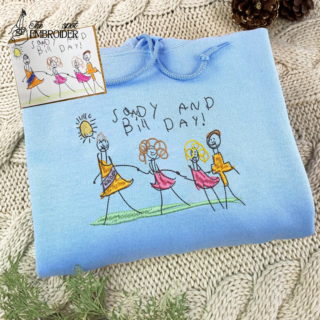 Comfort Colors® Custom Embroidered Kids Drawing T-Shirt, Gift for Mom, Mother's Day Gift, New Mom Gift, Father's Day Gift