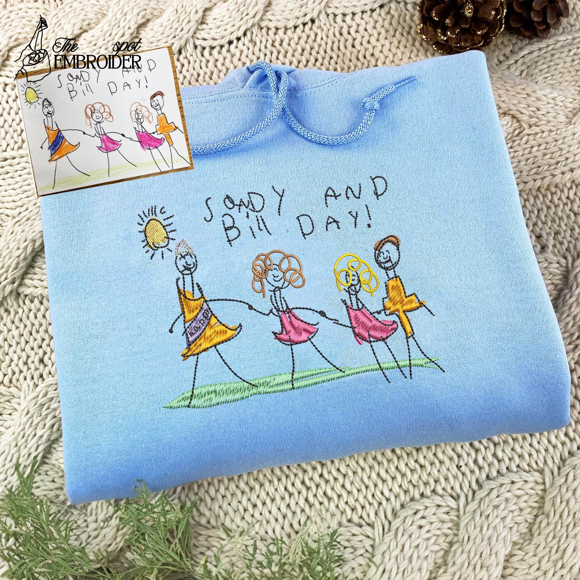 Comfort Colors® Custom Embroidered Kids Drawing T-Shirt, Gift for Mom, Mother's Day Gift, New Mom Gift, Father's Day Gift
