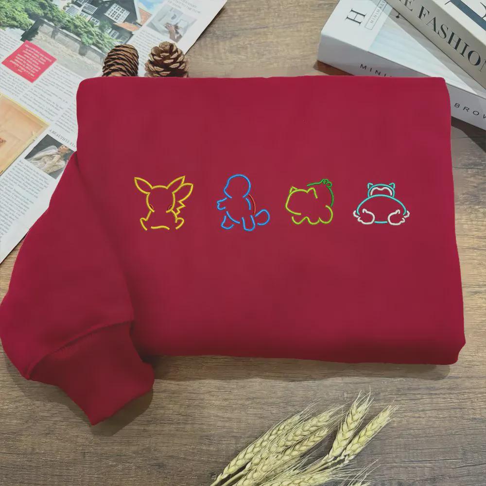 Custom Poke Collection Embroidered Sweatshirt, Personalized Gamer Crewneck Gift