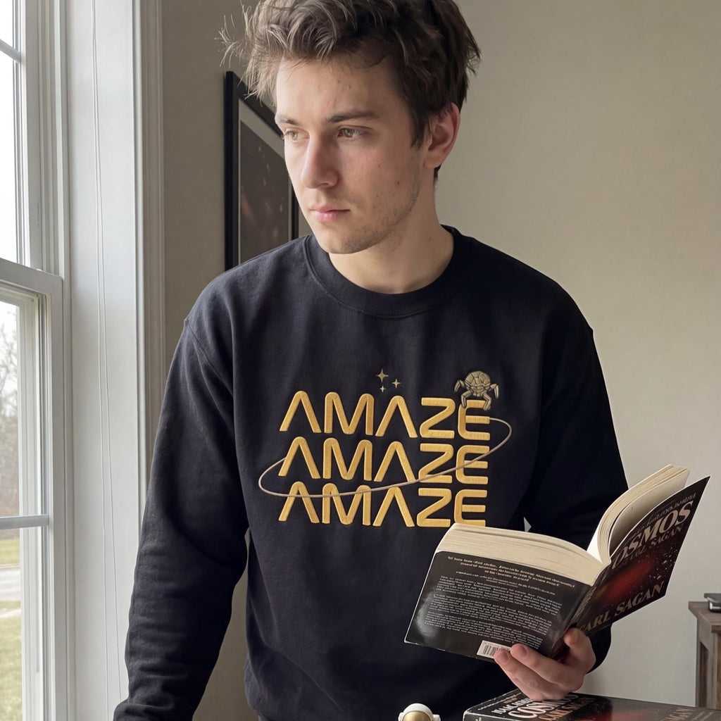 Embroidered Amaze Amaze Amaze Sweatshirt, Funny Space Quote Shirt, Project Hail Mary Rocky Inspired Sci Fi Men Shirt, Rocky Inspired Gift
