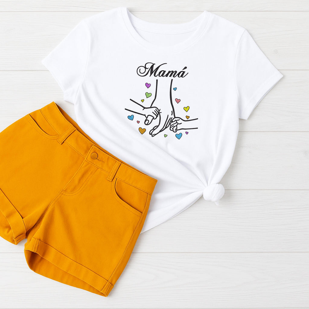 Mama Hand Holding Embroidery Sweatshirt – Heart Sketch Embroidered Sweatshirt, Minimal Mother Gift