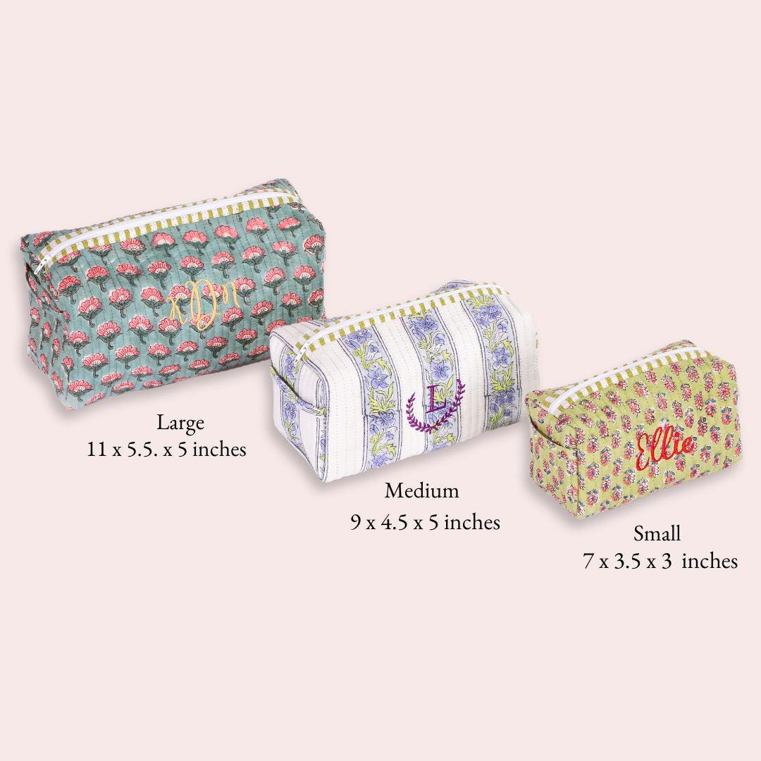 Embroidered Makeup Bag, Personalized Name Cosmetic Bag, Bridesmaid & Maid of Honor Gift