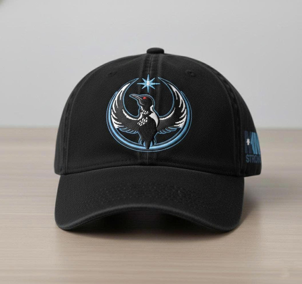 Minnesota Rebel Alliance Embroidered Hat, MN State Bird Loon Resistance Cap, Political Protest Baseball Cap, Minnesota Starbird Dad Hat