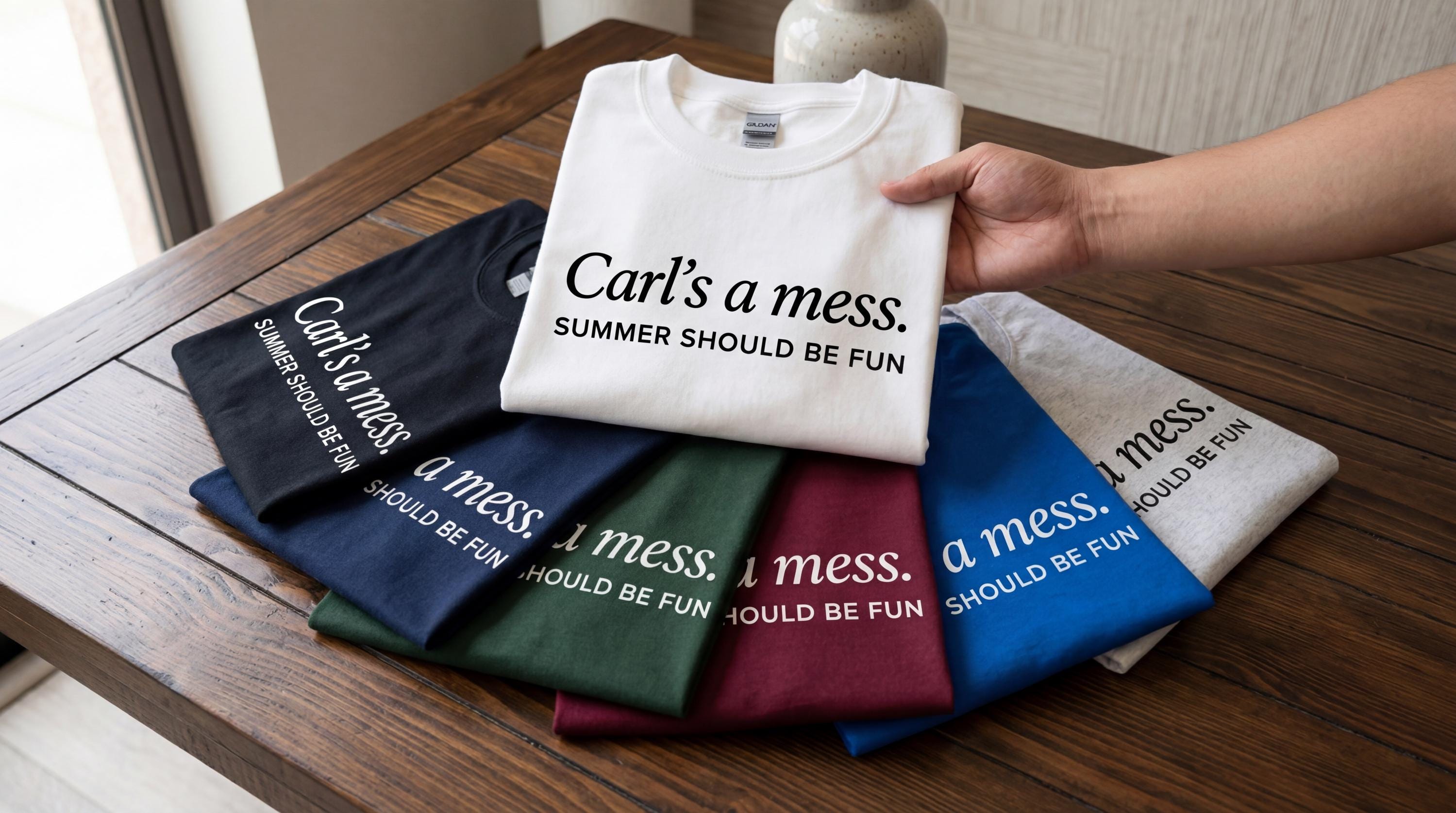 Carls a Mess Embroidered Shirt – “Summer Should Be Fun” Quote Tee, Minimalist Unisex Soft Cotton Top, Casual Streetwear Gift for Men & Women