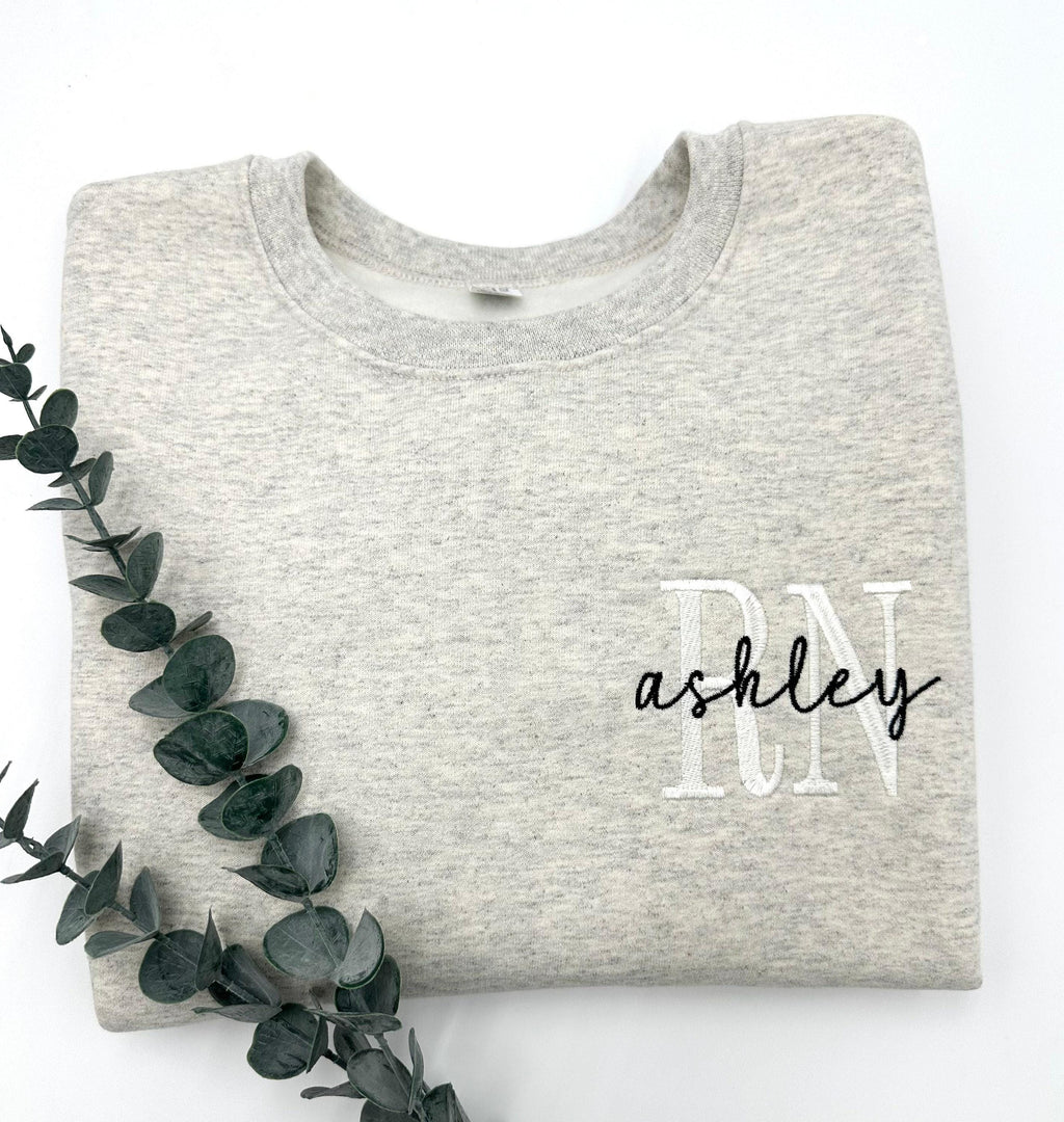 Embroidered Nurse Sweatshirt Hoodie: Athletic Block Gemma, Nursing School Gift