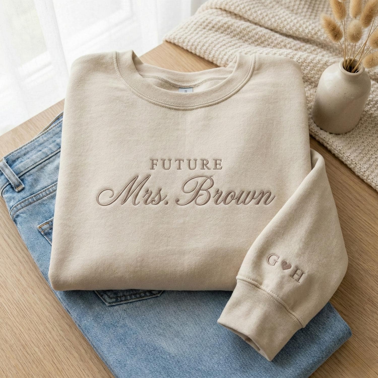 Personalized Future Mrs Sweatshirt, Embroidered Bride To Be Gift, Custom Mrs Wedding Sweatshirt, Bridal Shower Engagement Gift