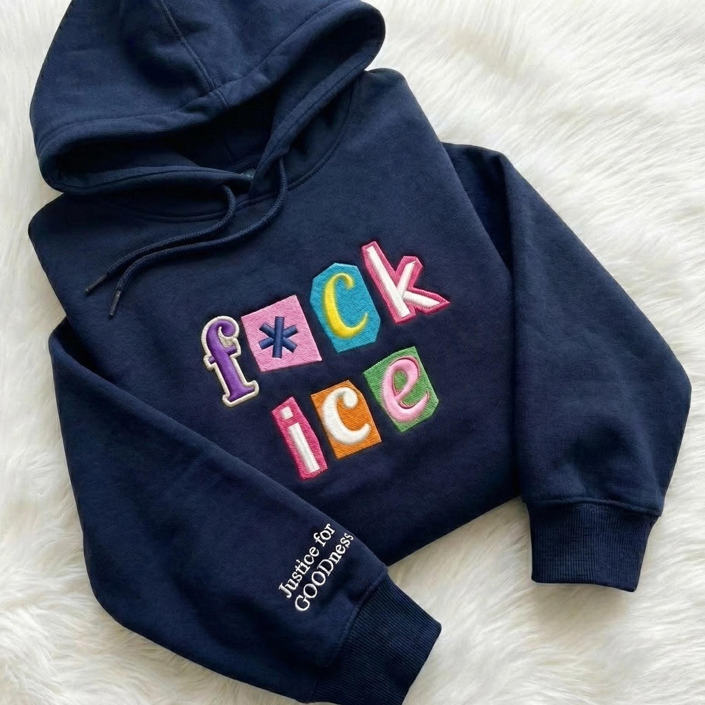 F*ck ICE Embroidered Sweatshirt – Anti ICE Magazine Letters Pullover, Abolish ICE Unisex Sweater, No Human Is Illegal, FDT Protest Apparel