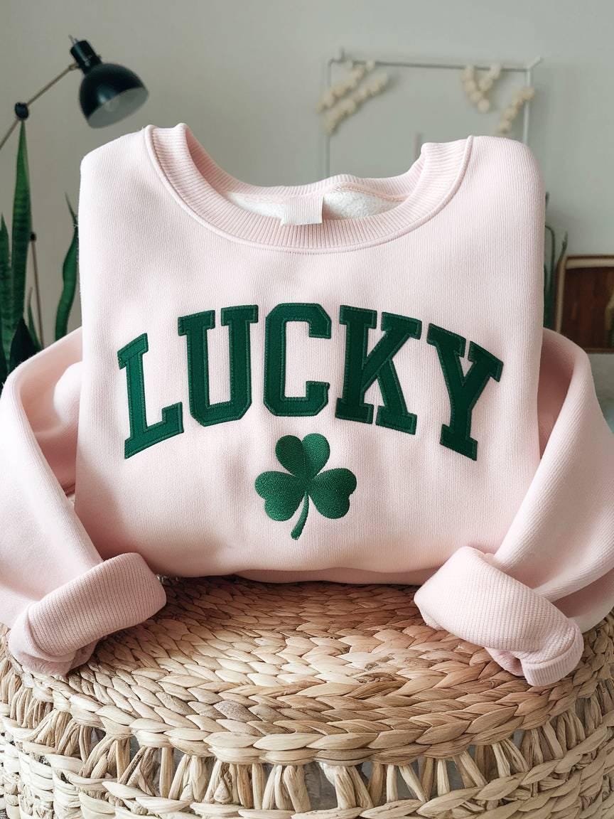 Personalized Shamrock Embroidered Kids Sweatshirt, Custom Name St. Patrick’s Day Irish Surname Sweatshirt, Cozy Green Holiday Pullover