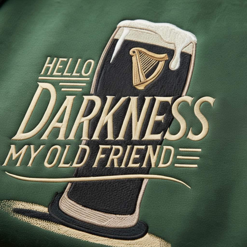 Embroidered Hello Darkness My Old Friend Irish Beer Sweatshirt, St Patrick's Day Party pullover, Stout Beer Lover, Irish Pride Apparel
