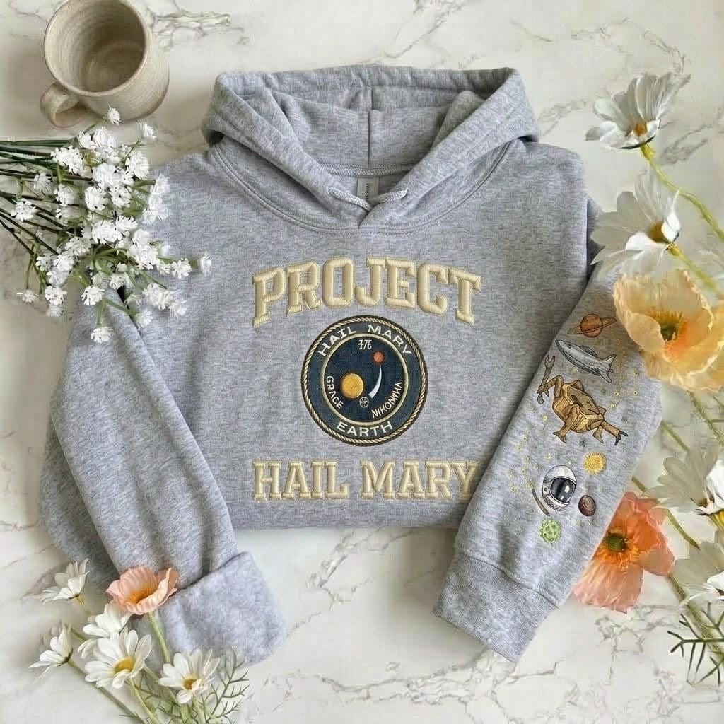 Embroidered Project Hail Mary Crewneck, Sci Fi Reader Gift Embroidered Sweatshirt, Bookish Lovers Clothing Gift