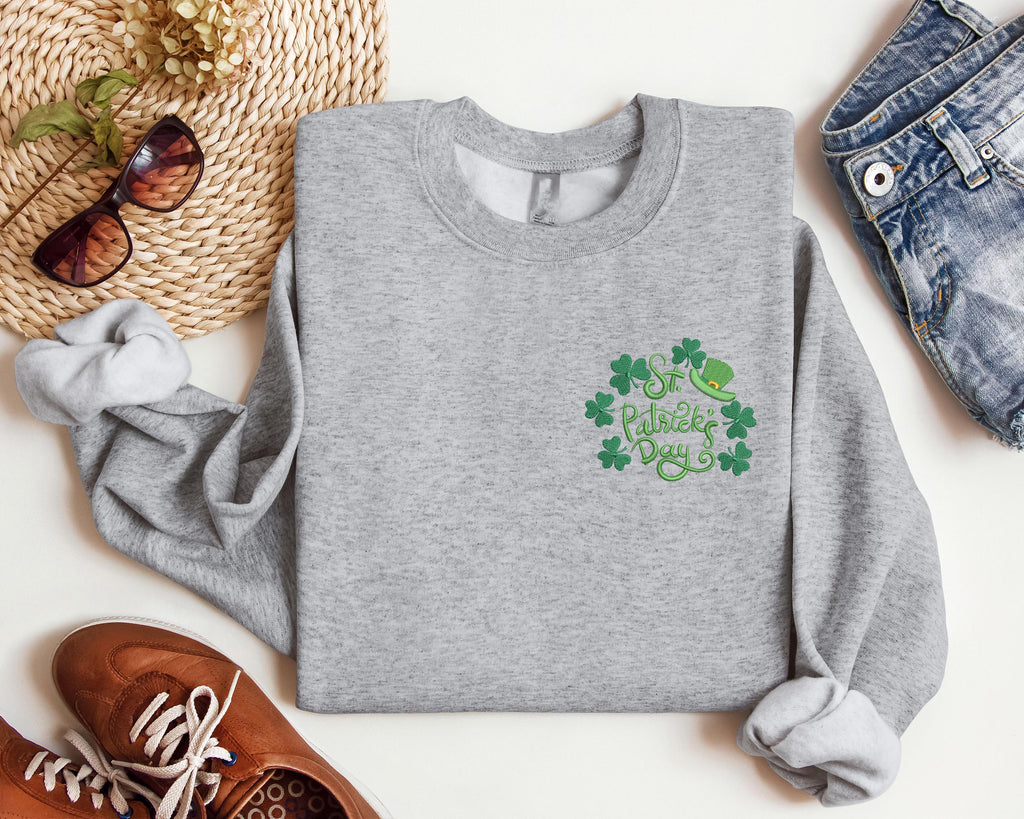 St Patricks Day Embroidered Shirt, Embroidered St Patricks Day Sweatshirt, Irish Day Sweater, St Patricks T-shirt, Irish Embroidered Shirt