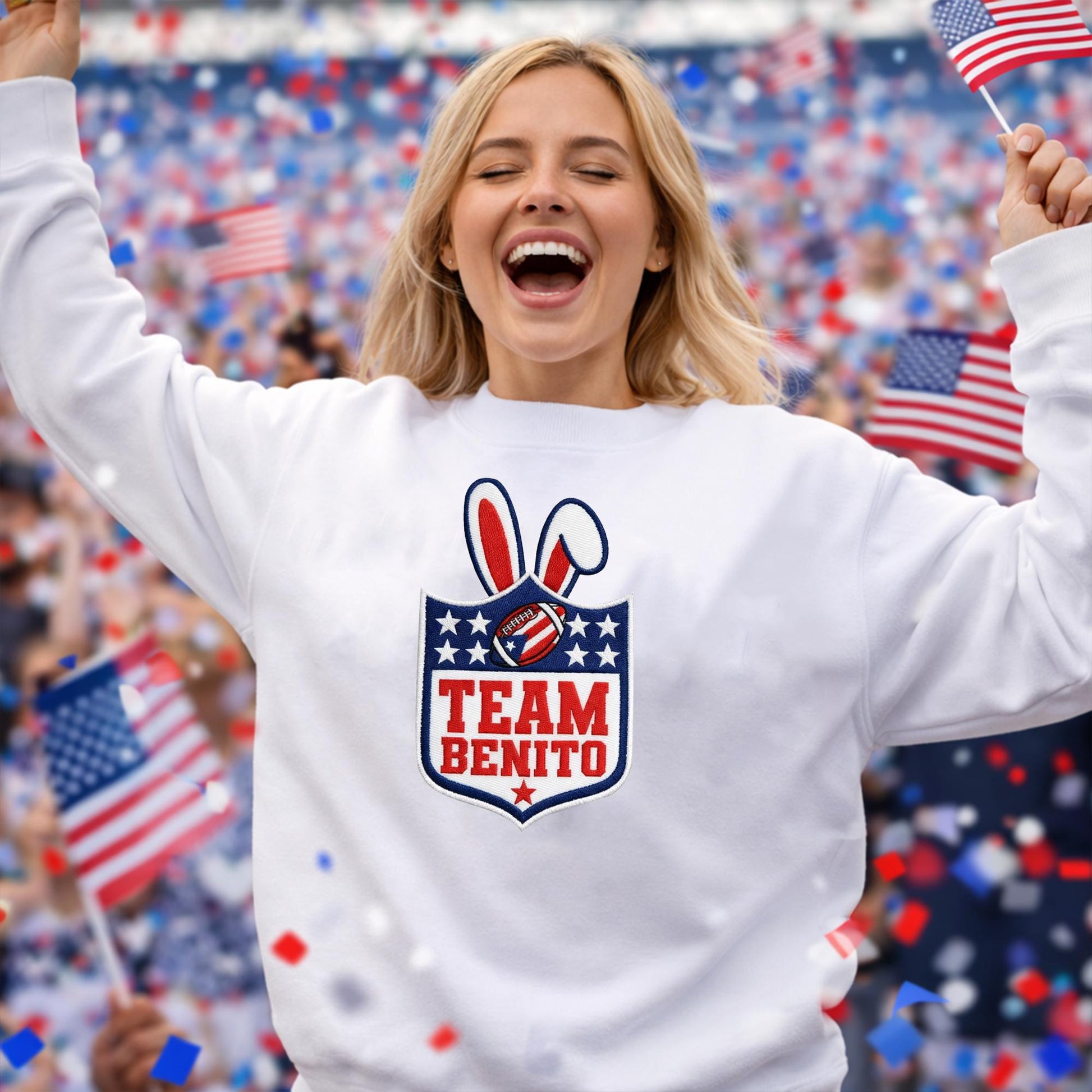 Embroidered Team Benito Football Sweatshirt – Game Day Shirt, Football Fan Sports Gift, Unisex Hoodie for Men & Women, Bowl Game 2026