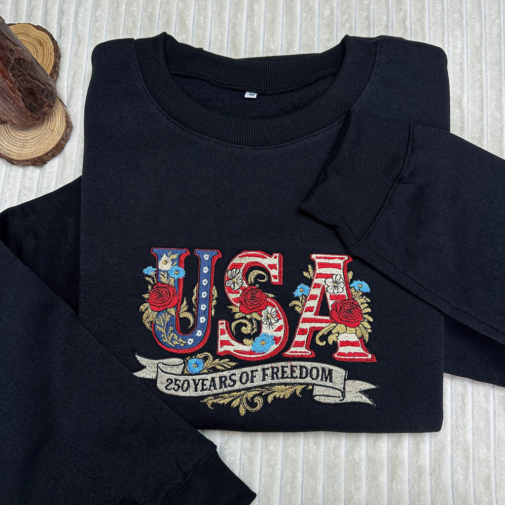 USA Embroidered Shirt, America 250th Anniversary 1776–2026
