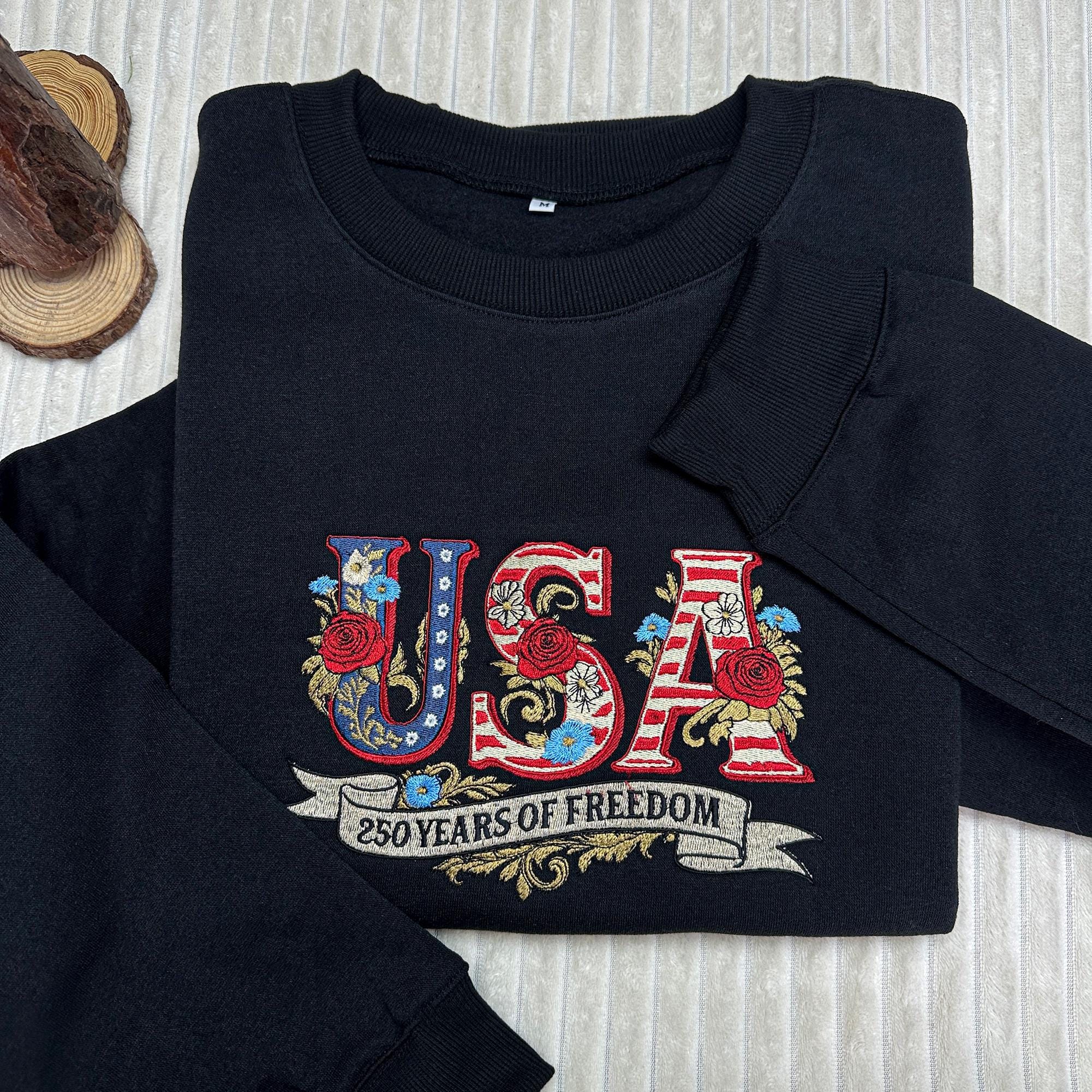 USA Embroidered Shirt, America 250th Anniversary 1776–2026