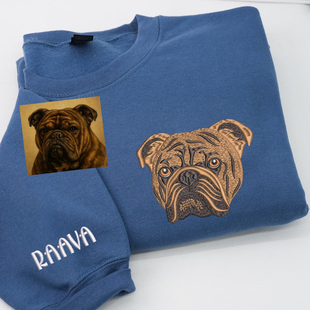 Custom Embroidered Pet Sweatshirt – Personalized Pet Face Sweatshirt from Your Photo, Gift for Dog Lovers