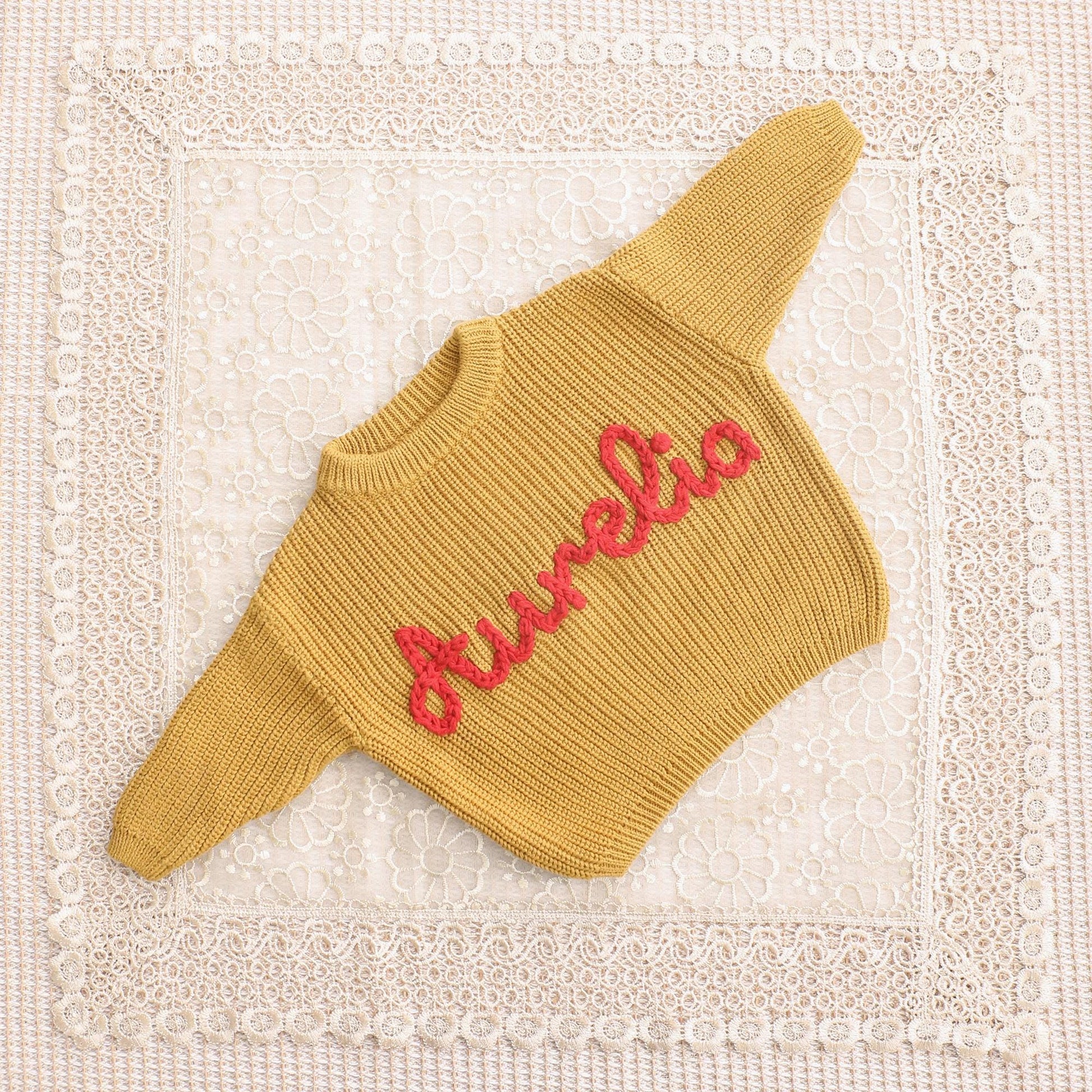 Baby Name Sweater Personalized, Hand Embroidered Knit for Girls or Boys, Cute Birthday Gift, Baby Outfit