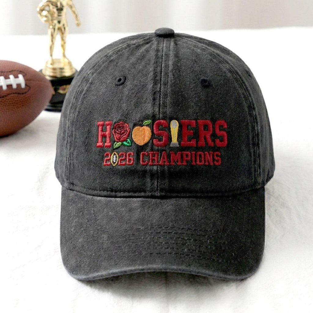 Embroidered Indiana Football 2026 National Champs Wash Hat, Indiana Trucker Hat, Hoosiers Lover, Bloomington Hat, College Fan Gift