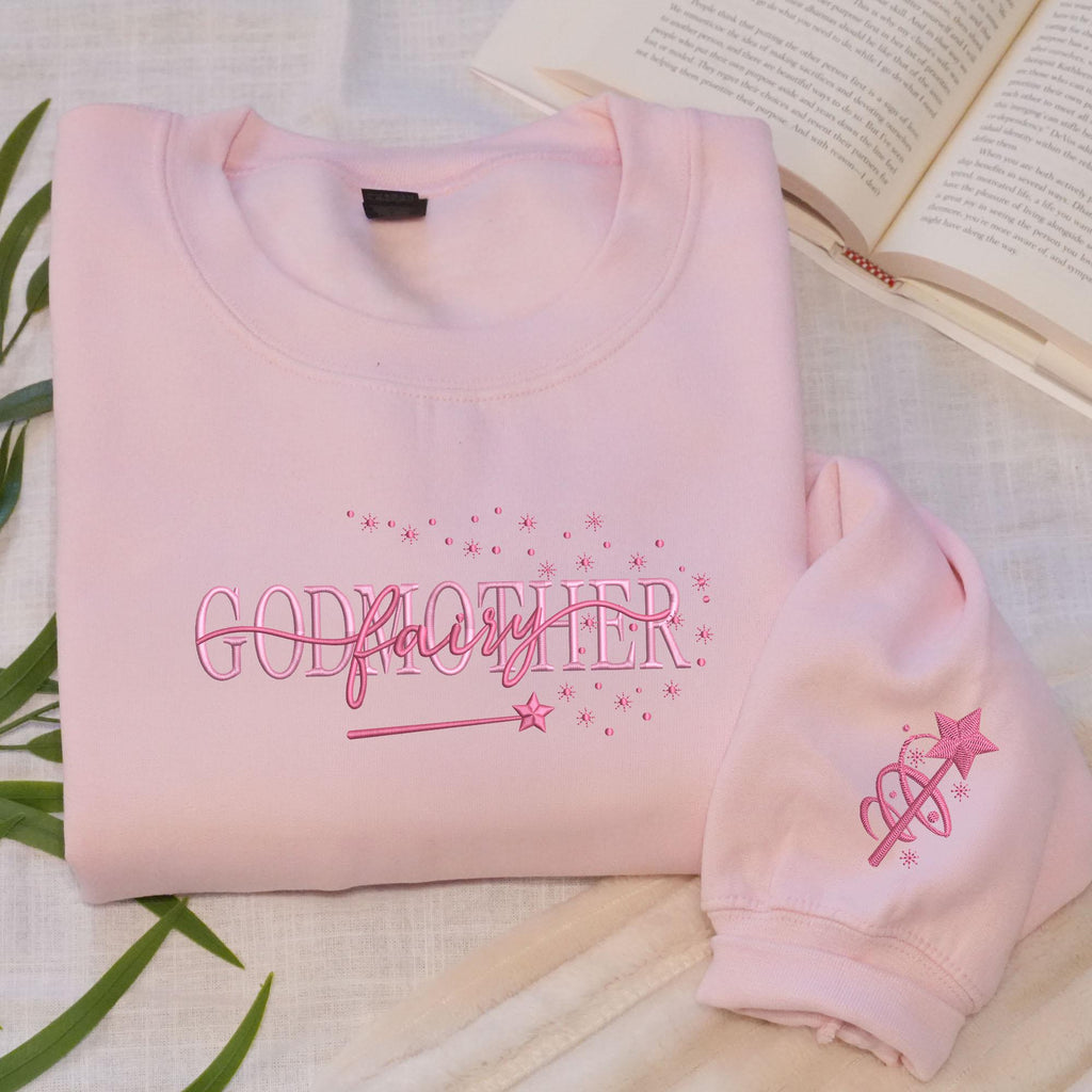 Embroidered Godmother Sweatshirt With Kid Names, Godmother Proposal Gift