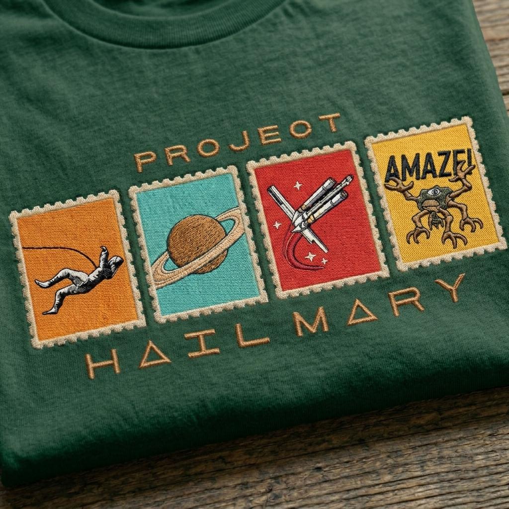 Project Hail Mary Embroidered Sweatshirt, Space Explorer Sci Fi Embroidery Tee, Astronomy Novel Fan, Science Nerd Gift, Bookish Space Lover