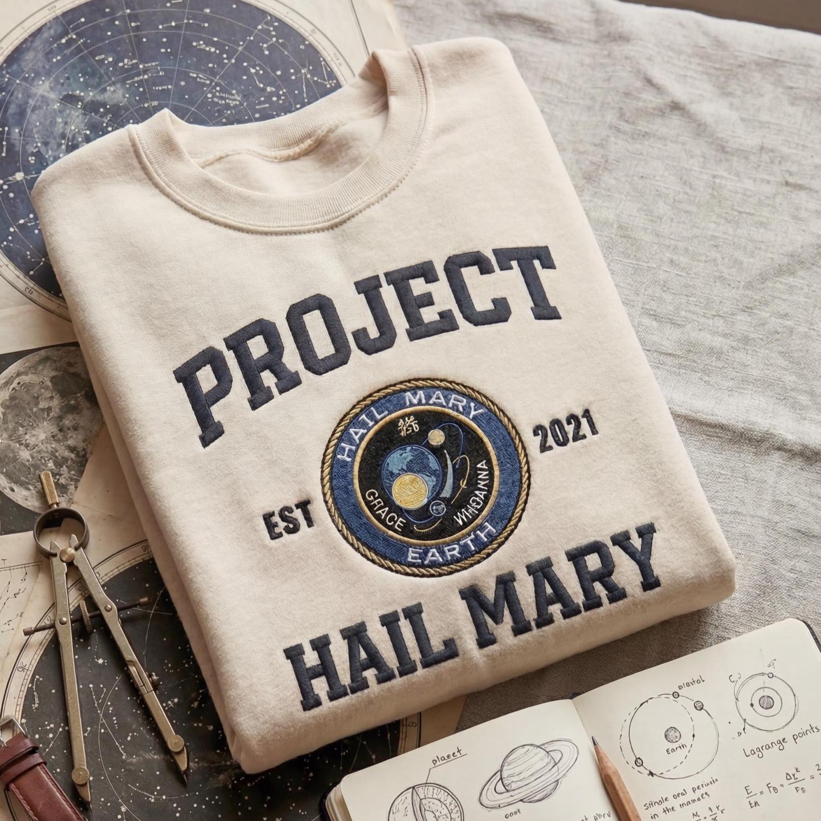 Embroidered Project Hail Mary Shirt, Amaze Rocky Inspired Crewneck, Sci-Fi Book Lover, Andy Weir, Nerdy Bookish Shirt, Gift For Book Lover