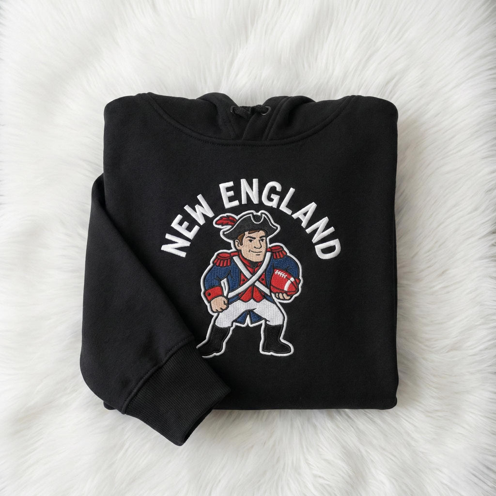 New England Football Embroidered Sweatshirt – Patriots Fan Gift Crewneck | Game Day Hoodie | Drake Maye Inspired Apparel