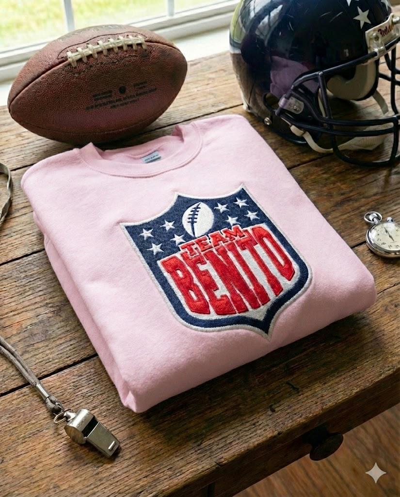 Embroidered Team Benito Sweatshirt – Vintage Football Style Crewneck | Custom Name Sports Shirt, Unisex Fan Gift