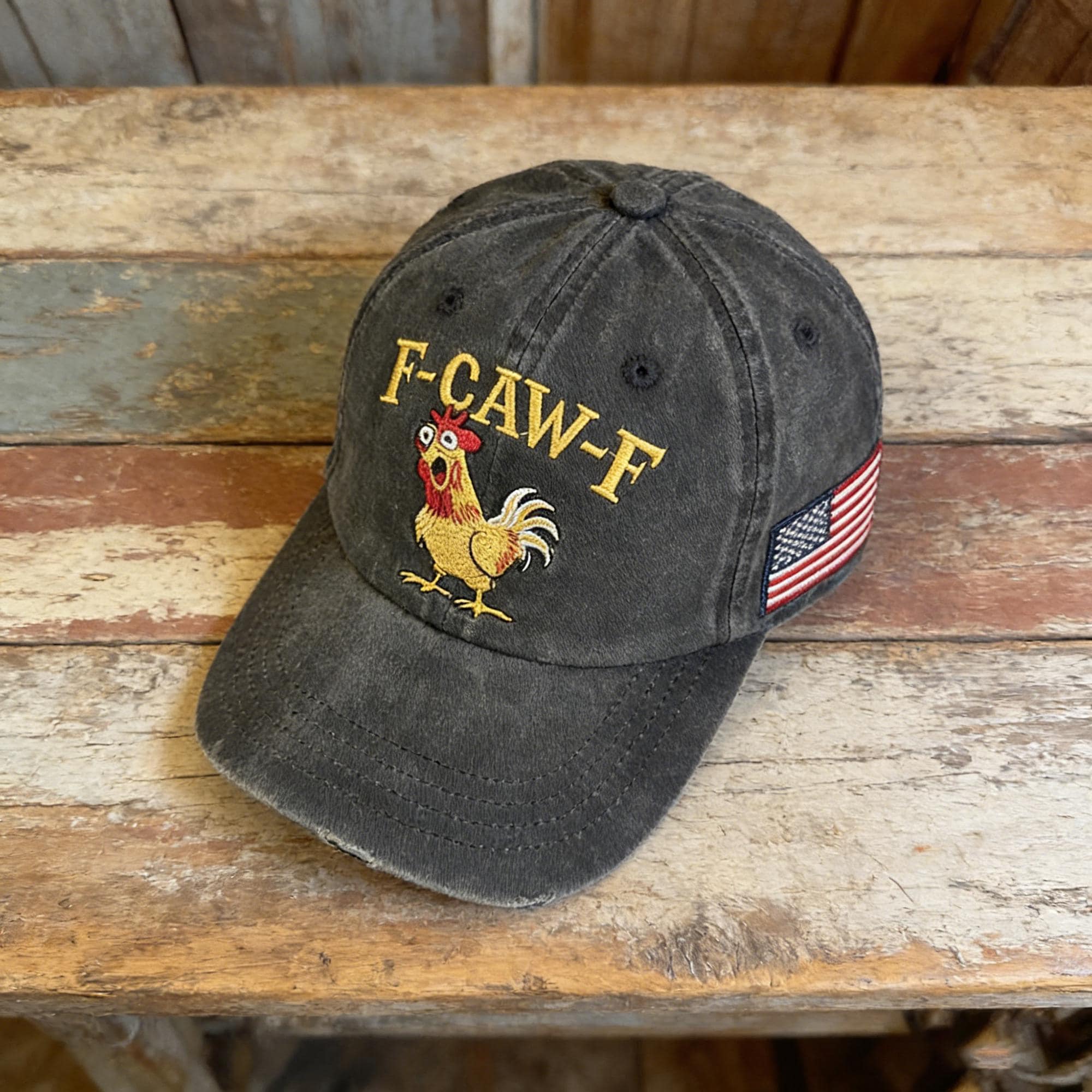 Vintage Rooster Embroidered Baseball Cap – F Caw F Style Adjustable Soft Washed Unisex Hat