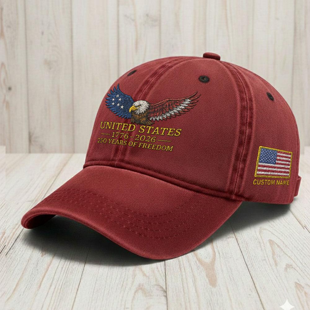 Personalized 250th Anniversary Embroidered Hat – Patriotic American Gift