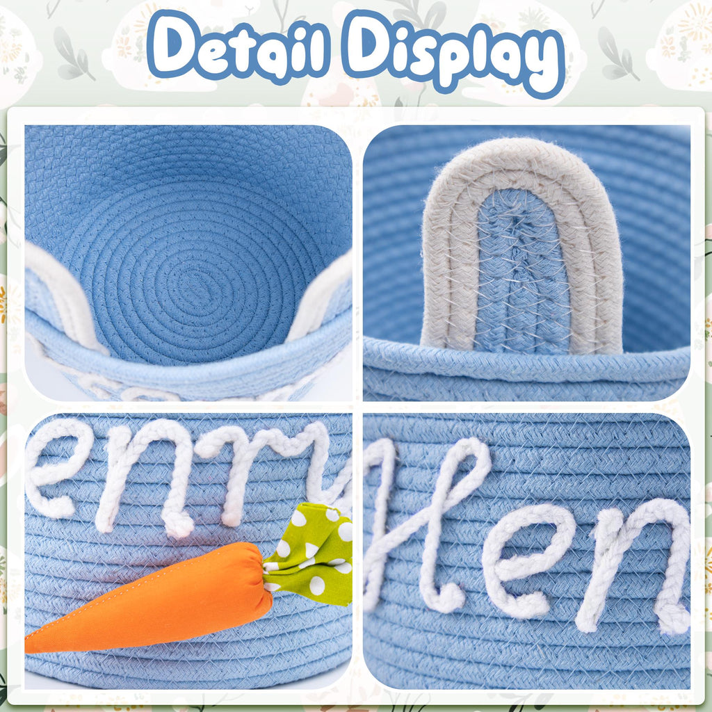 Crochet Personalized Easter Basket 2026 with Name - Custom Easter Egg Hunt Gift for Kids, Baby's First Keepsake & Spring Decor Basket