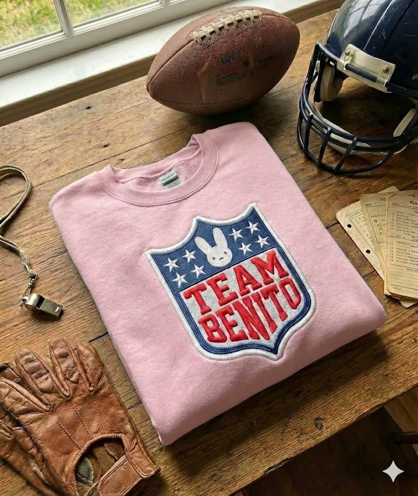 Embroidered Team Benito Sweatshirt / Hoodie – Puerto Rico Football Fan | LX Bunny Bowl, Unisex Team Fan Design