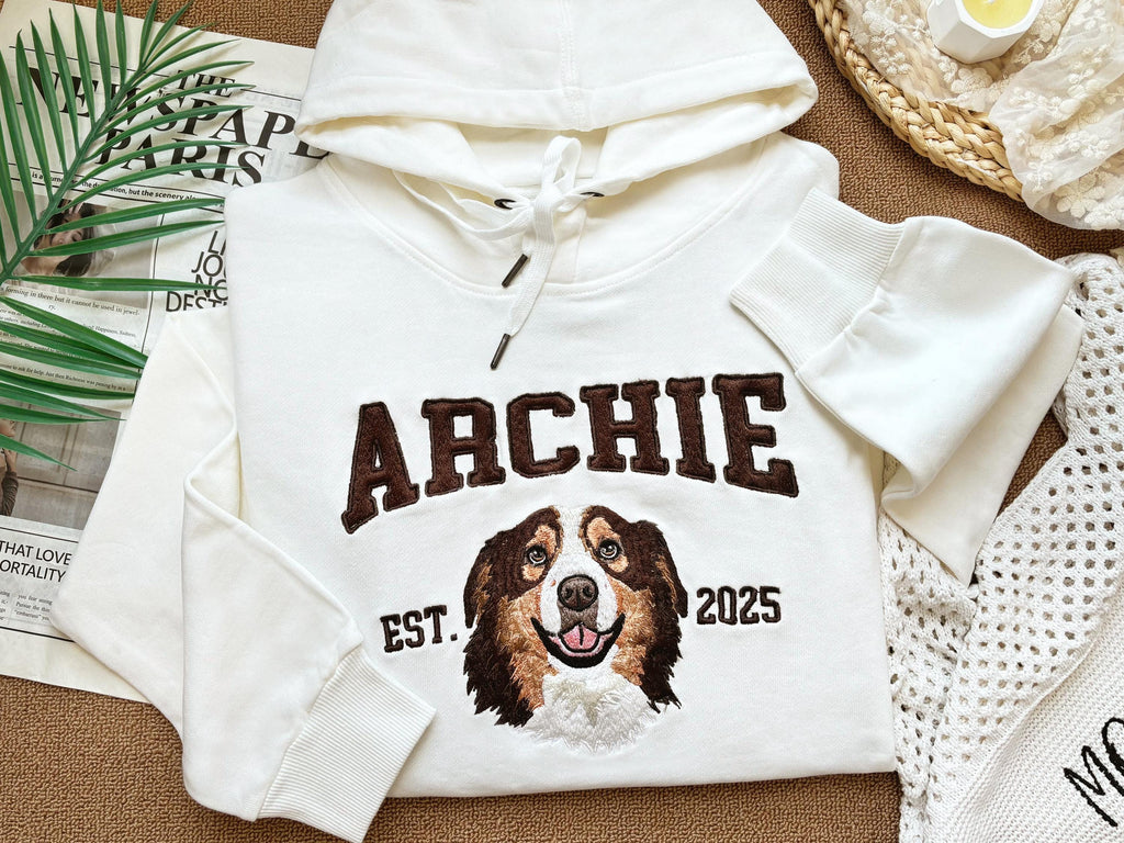 Custom Embroidered Pet from Your Photo Sweatshirt – Personalized Dog Hoodie with Name Embroidered, Custom Gift for Dog Owners