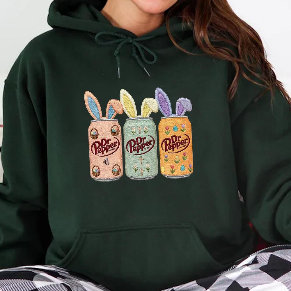 Easter Dr Pepper Shirt, Easter Bunny Embroidered Sweatshirt, Bunny Easter Soda Hoodie, Cute Gift For Easter Day