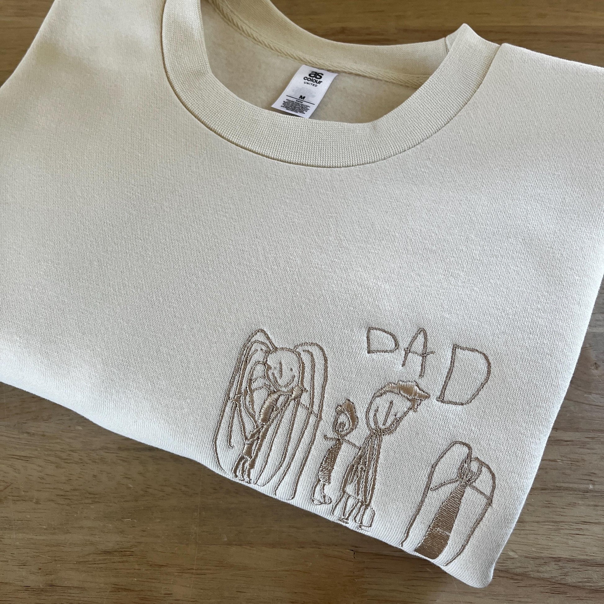 Custom Kids Art Embroidered T-shirt or Personalized Hoodie, Sentimental Gift for Dad, Fathers Day Men Jumper, Christmas Present For Him