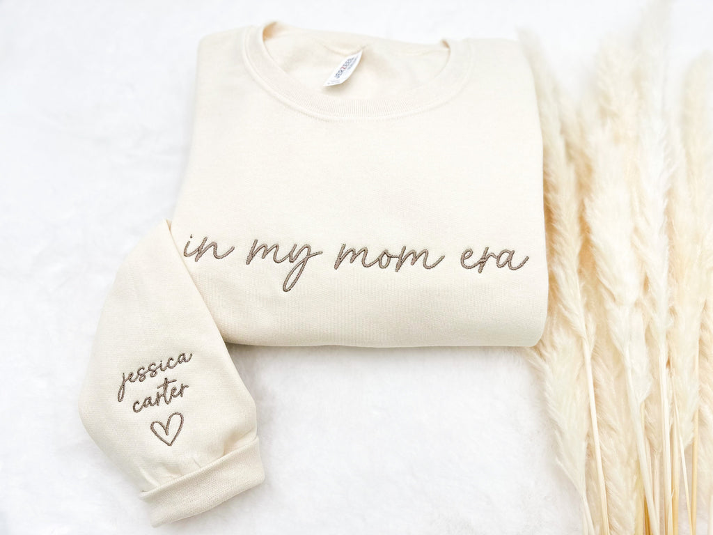 Embroidered 'In My Mom Era' Sweatshirt, Personalized Kids Names, Soft Mama Gift, Gift For New Mom, Mothers Day Gift