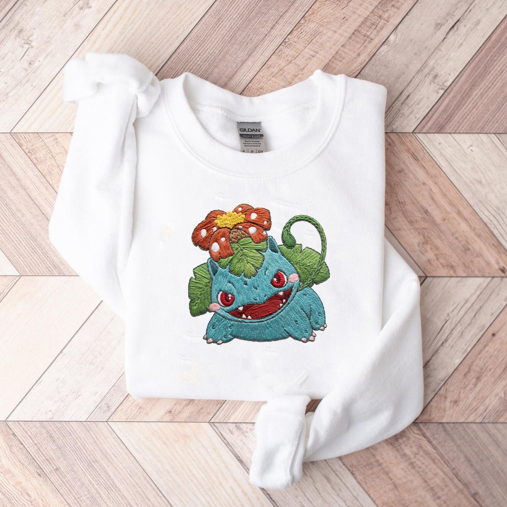 Venusaur PKM Embroidery Sweatshirt, Embroidered Anime Sweatshirt, Embroidered Anime Shirt, Anime Lover Sweatshirt, Mothers Day Gift