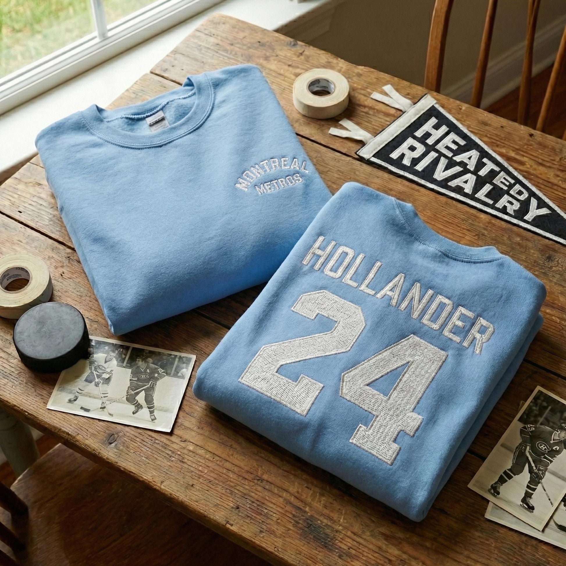 Embroidered Montreal Metros Sweatshirt  Hollander 24 Heated Rivalry Inspired Hockey Crewneck, LGBT Hockey Romance Fan Gift