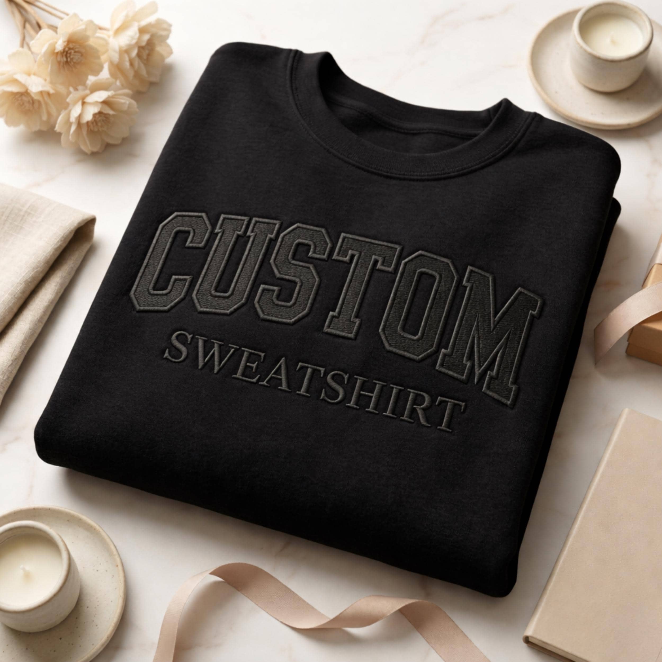 Personalized Custom Name & Font Embroidered Shirt, Collegiate Varsity Embroidery Sweatshirt, Taupe Crewneck Custom Apparel