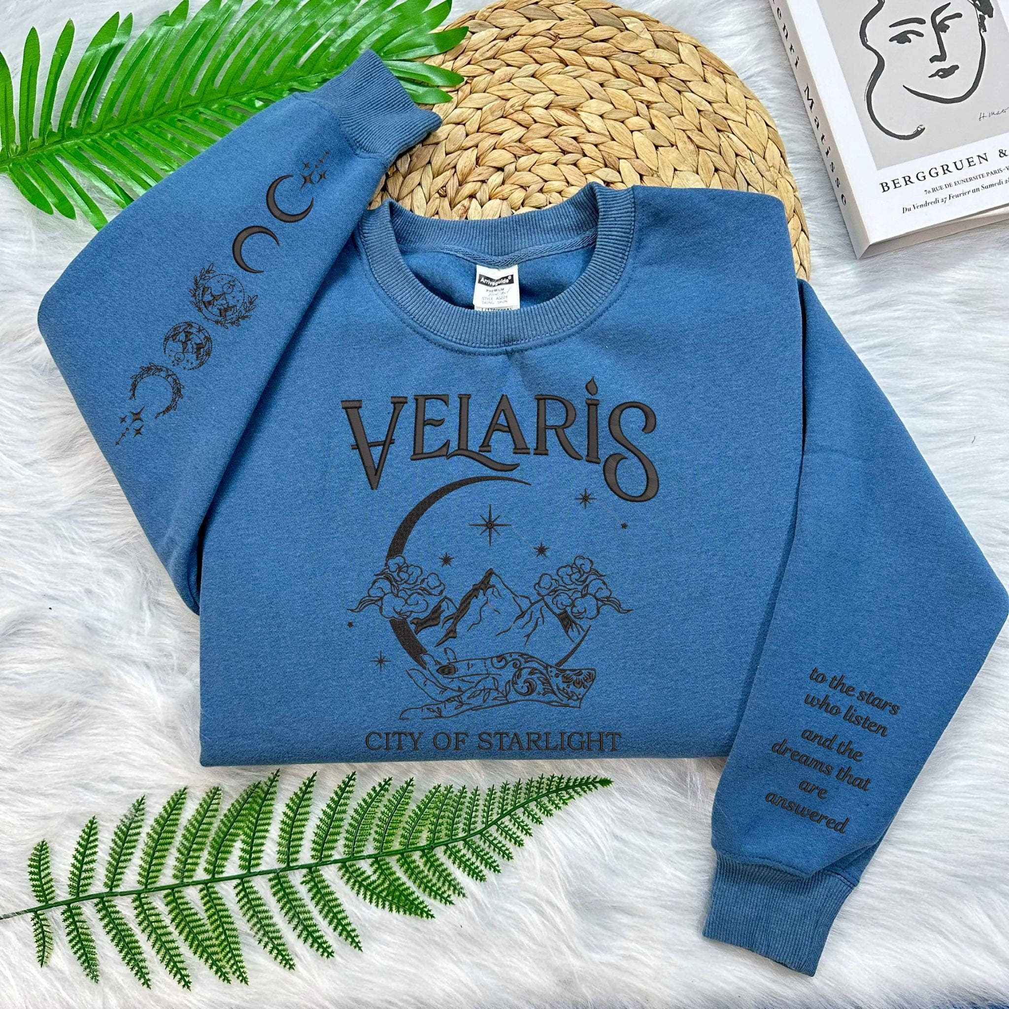Velaris embroidered sweatshirt, ACOTA Velaris City Of Starlight Embroidered Shirt, The Night Court Shirt, SJM sweater, City of Starlight,