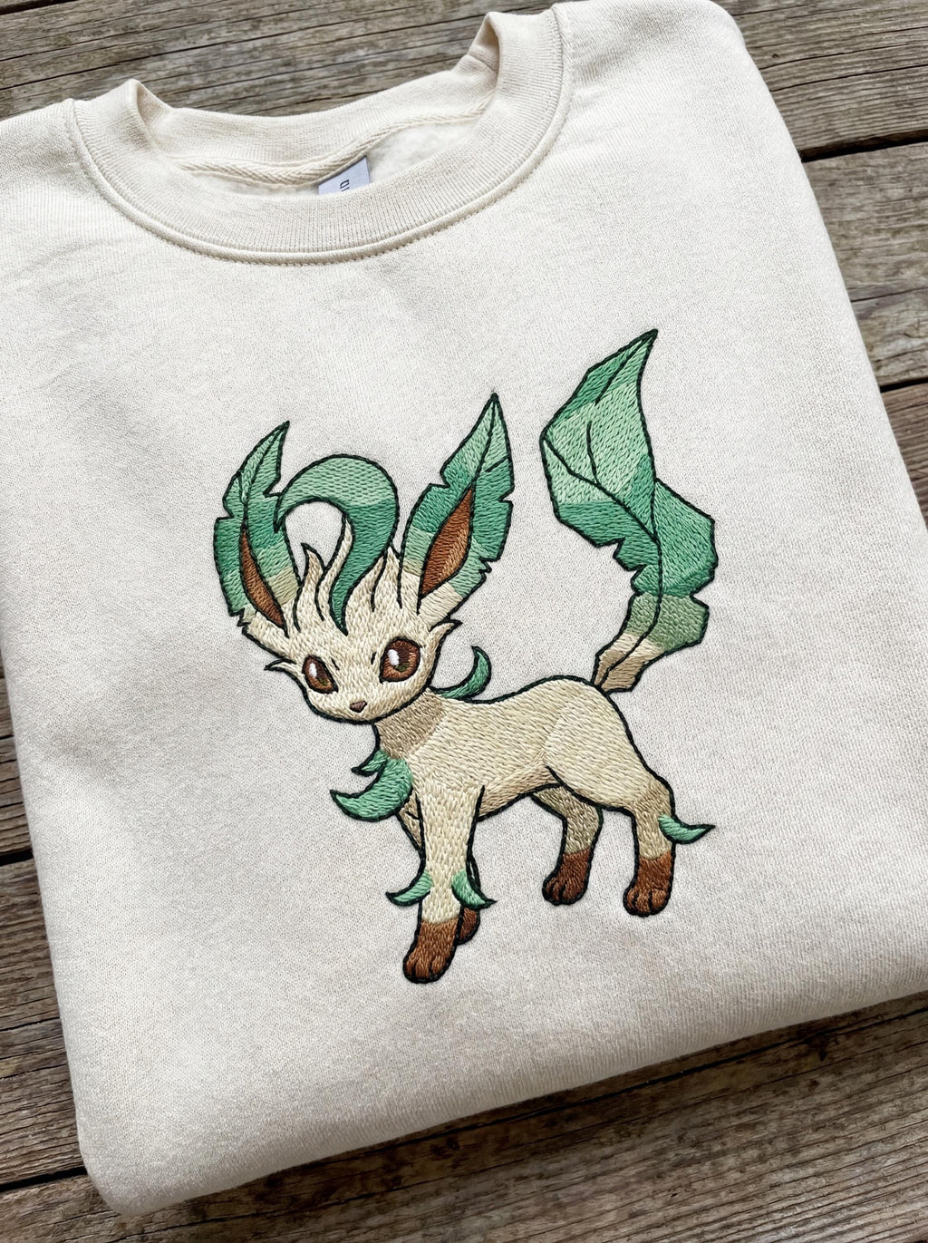 Leafeon PKM Embroidery, Embroidered Anime Sweatshirt, Embroidered Anime Shirt, Anime Lover Sweatshirt, Gift For Her
