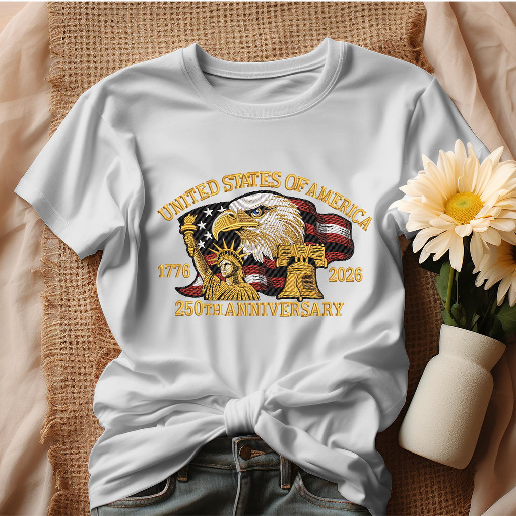Eagle American Flag Anniversary Embroidery Sweatshirt – USA History Embroidered Sweatshirt, Trendy America Embroidery, Patriotic Gift