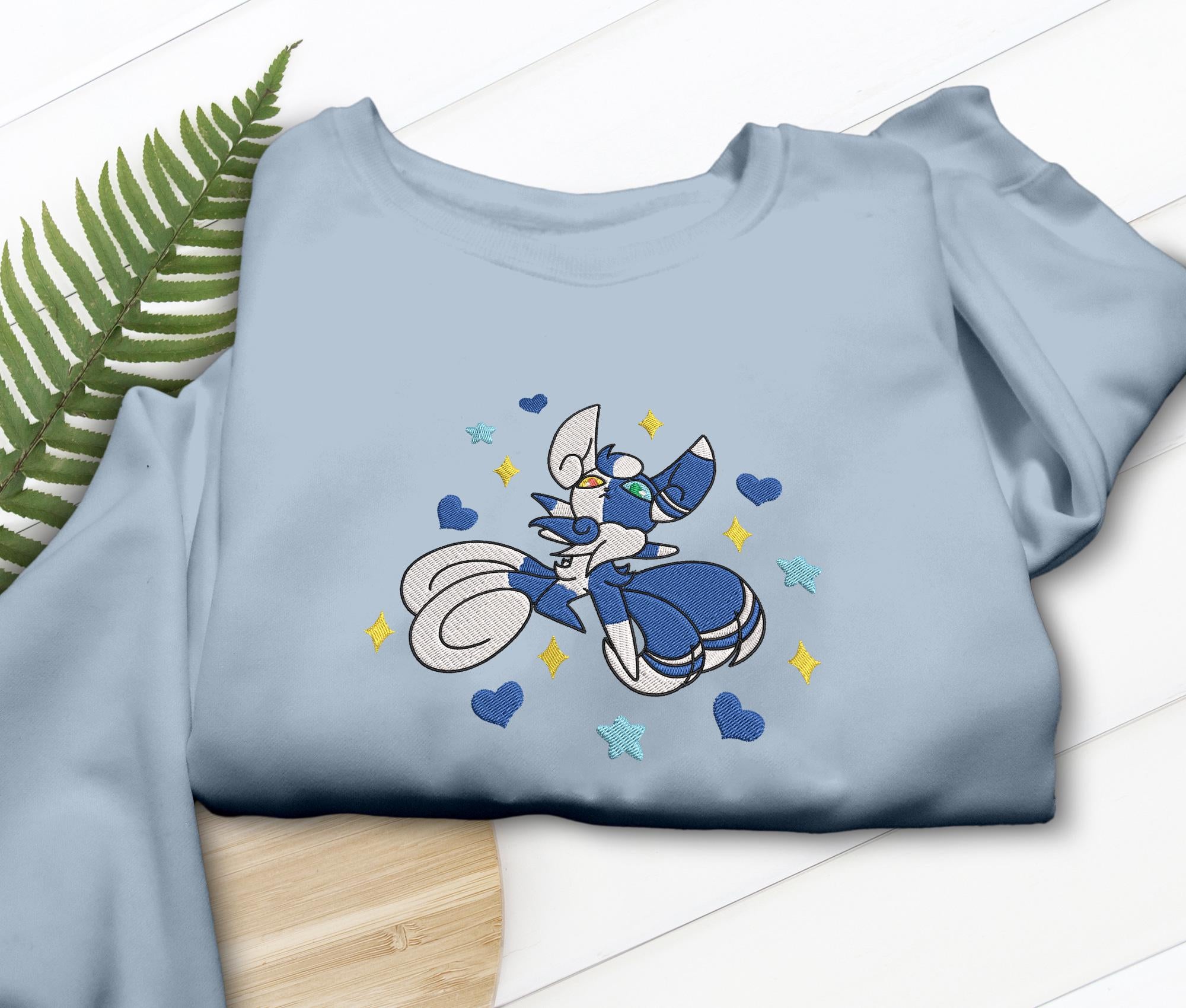 Leafeon PKM Embroidery, Embroidered Anime Sweatshirt, Embroidered Anime Shirt, Anime Lover Sweatshirt, Gift For Her (Copy)