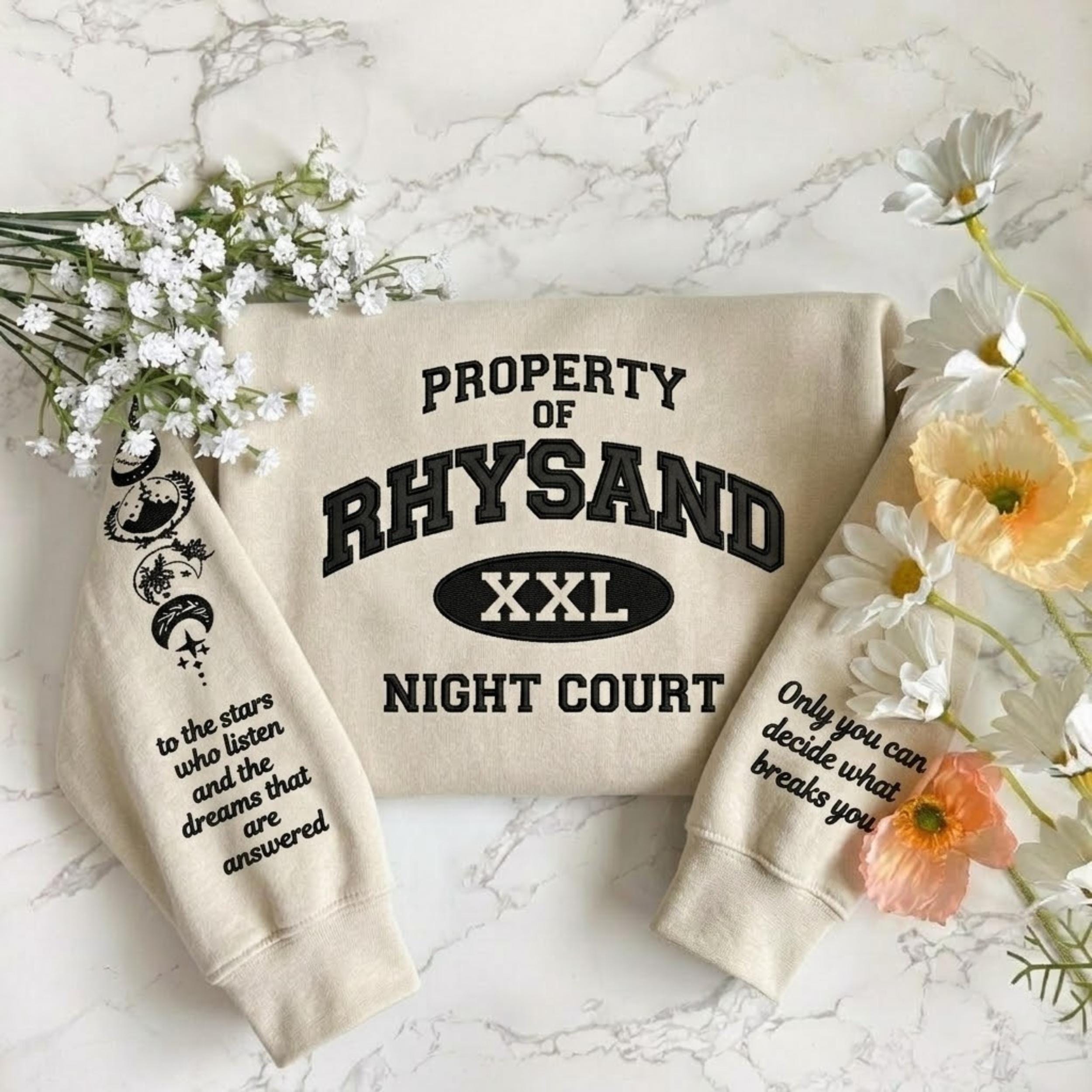 Property Of Rhysand Embroidered Shirt, Night Court Sweatshirt, Acotar BookTok Sweater, Fantasy Romance Reader Gift, Bookish Crewneck