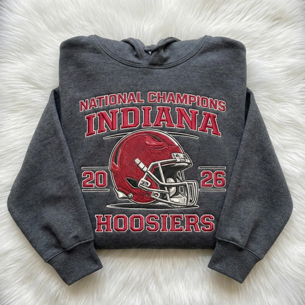 Indiana Football Embroidered 2026 National Champs Hoodie, Trendy Game Day T-Shirt, Unisex Sweatshirt, College Football Fan Gift