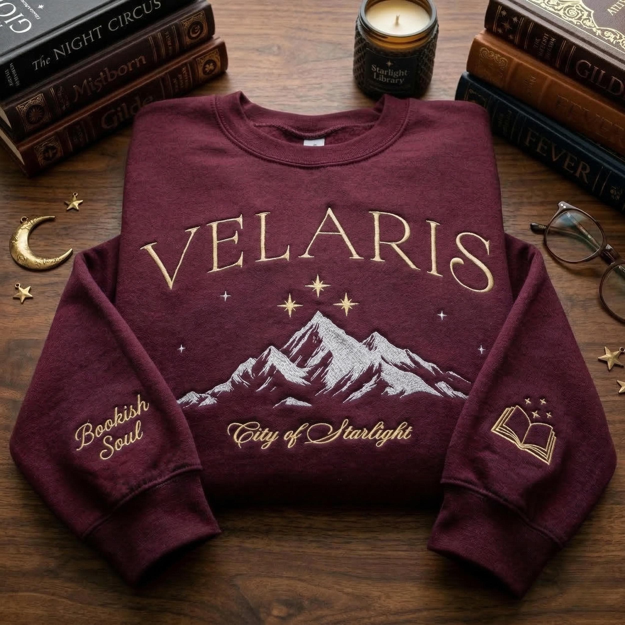Velaris City Of Starlight Embroidered Shirt, ACOTAR Night Court Embroidery Sweatshirt, Bookish Gift For Readers, Fantasy Book Lover Apparel
