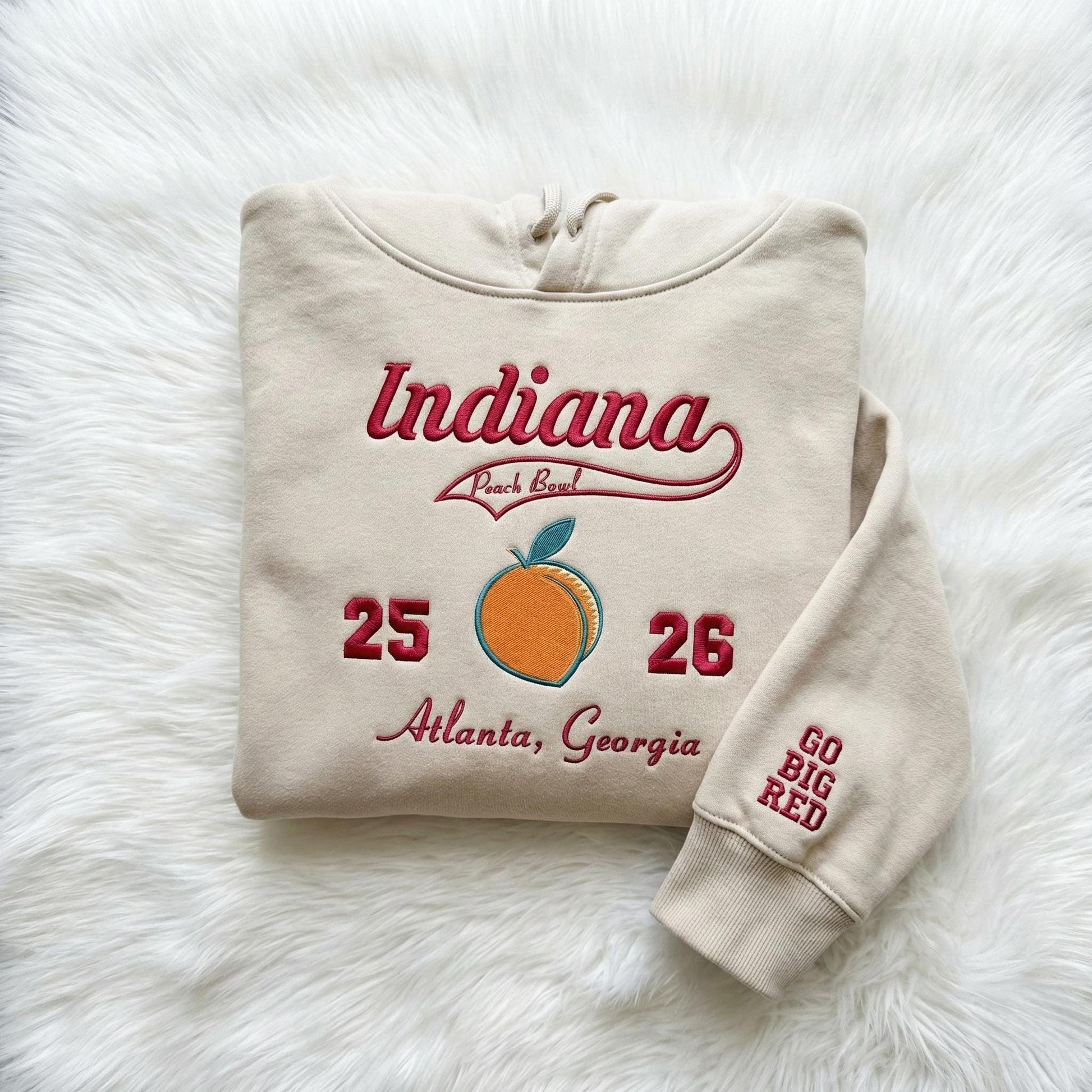 Embroidered Indiana Peach Bowl 2026 Sweatshirt, Trendy Game Day Apparel, Indiana Football Fan Shirt, Unisex Hoodie TShirt, College Football Gift