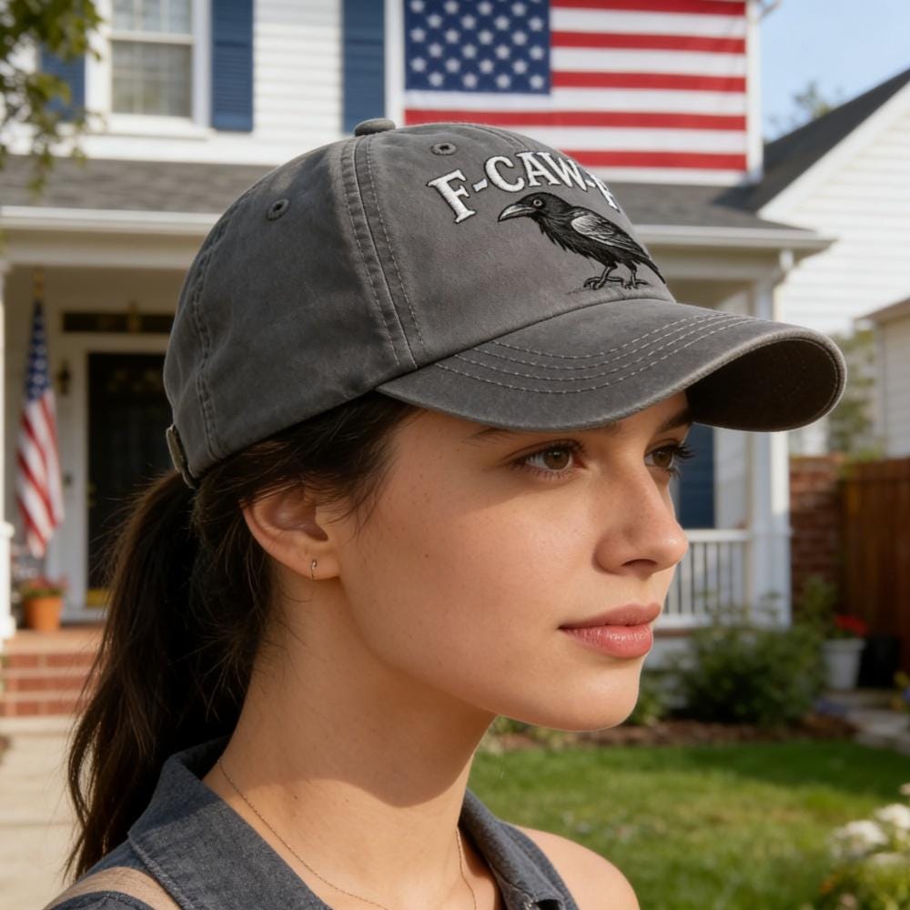 Hand-Embroidered F-Caw-F Crow Baseball Cap | Unisex Black Bird Graphic Hat